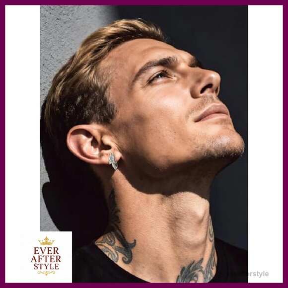 Dragon Huggie Earrings Stainless Steel Silver Hypoallergenic Retro Punk Style - Picture 5 of 8